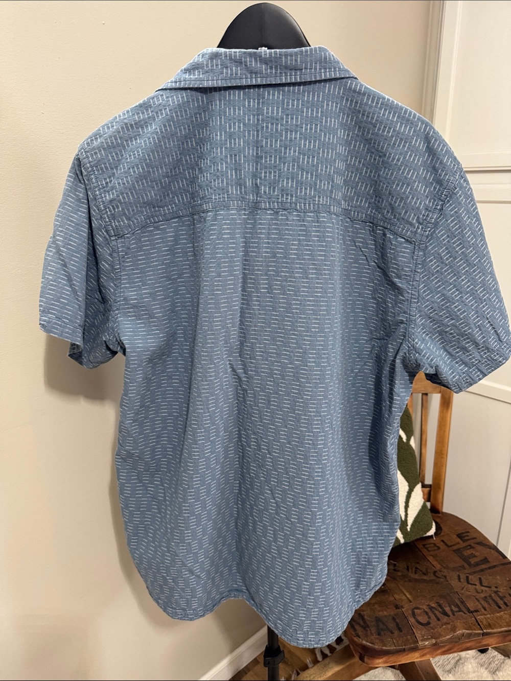 Toad&Co Organic Cotton Short Sleeve Shirt XXL Blue Textured Button‎ Up - Picture 6 of 6